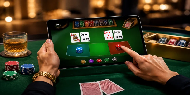 Giao diện bàn cược và cách chơi baccarat trực tuyến tại nhà cái DF99